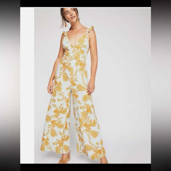 Free People Pants - FREE PEOPLE SAGE COMBO BE THE ONE WIDE LEG JUMPSUIT size 4